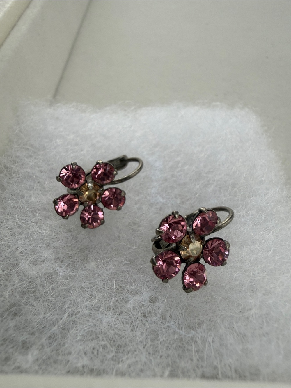 Sabika Pink Crystal Flower Cluster Drop Earrings